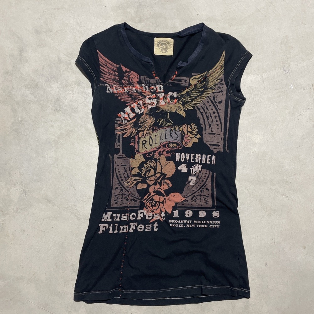 Skinny Minnie Grey Rock Concert New York Tank Top Grunge Woman's Size Medium Y2K
